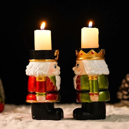 Christmas Candle Holder Nutcracker Tealilght Holders Decorative Candlestick for Christmas Holiday Centerpiece Home Party 87HA