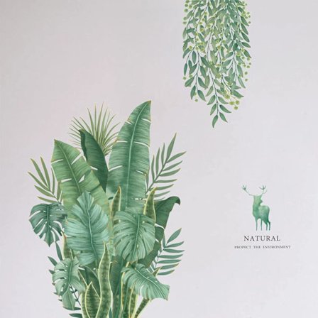 Grønt Veggklistremerke med Planter, Tropisk Veggklistremerke med Planter, Grønt Veggklistremerke, Veggklistremerke med Blader, Brukes i Stue, Soverom,