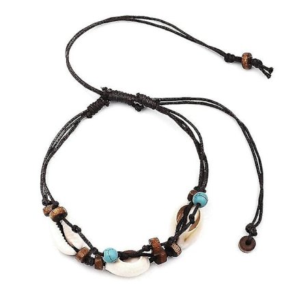 Boho luonnon simpukankuori kivi nilkkakorut naisille puuhelmi meri