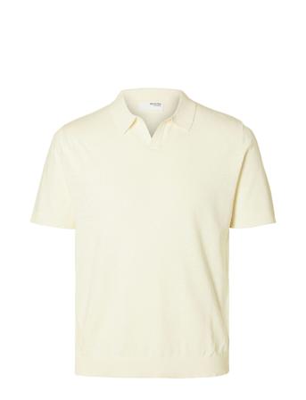 Slhlake Linen Ss Polo Cream Selected Homme