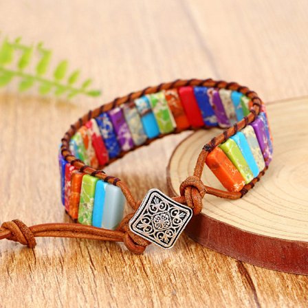 7 Chakra Armbånd til Kvinder med Ægte Sten Læder Wrap Healing Bead Armbånd Kvinder Mænd Boho Venskabssmykker.