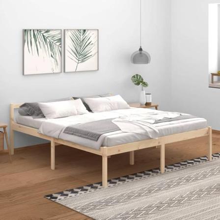 Vidaxl Sängram Massiv Furu 180x200 Cm 6ft Brun