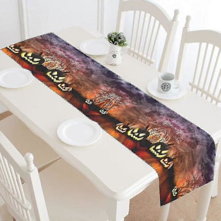 Läskig Pumpa Bordslöpare Heminredning 40x180 Cm Spökbakgrund Bordsduk Löpare För Bröllopsfest Bankettdekoration