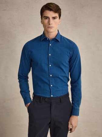 John Henric Men's Blaues Jeanshemd Slim Fit Size 37