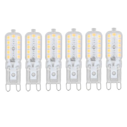 6 stk. G9 LED-pære 5W Transparent Cover 22LED Dæmpbar Varm Hvid 110-140V til Loft Væg Bordlampe