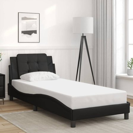 Bed Frame without Mattress "Zadar" Black 100x203 cm Faux Leather