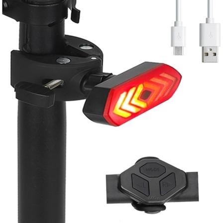 USB-oppladbar stort klips baklys med trådløs fjernkontroll for M365 Pro2 1S tilbehør, og advarselssykkellys passer på alle landeveissykler