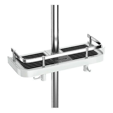Duschhylla Utan Borrning Justerbar Duschhylla För Duschstång Badrumsförvaring Med Duschhållare Hylla På Duschstång