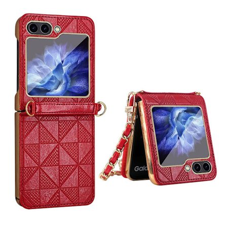 Z Flip 5 Skal, PU Läder Skal Kompatibelt Samsung Galaxy Z Flip 5 Med Skärmskydd Baksida & Rem & Gångjärnsskydd