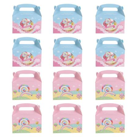 12 stk Papir Gaveæske Med Håndtag Fødselsdagskageæske Lollipop Tema Partyæske Assorteret Farve 16X11.5cm Assorted Color 16X11.5cm