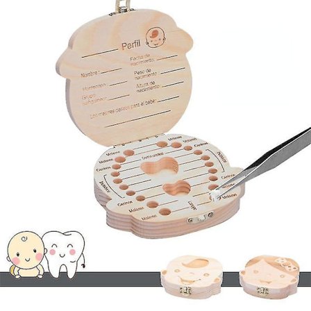 Træ Tandæske Baby Mælketænder Gemme Organizer Tænder Navlestreng Lanugo Gave Tænder Opbevaring