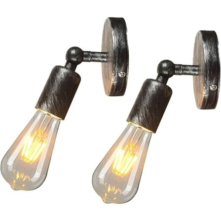 Retro Væglampe Tilbehør med E26 Standard Fatning, Simpel & Vintage Stil til Industrielle, Retro, Vintage, Loft Omgivelser (Sølvgrå, 2 STK)