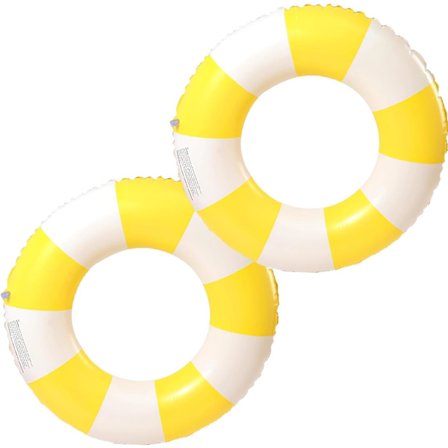 Stribet badering, 2 stykker, oppustelig badering, vintage, stribet, oppustelig, til sommerpools og strand, til voksne og