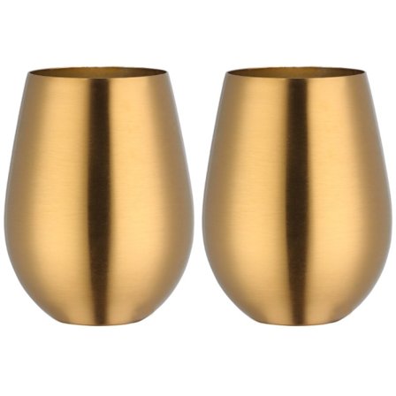 Farsdagsgave Rustfritt Stål Stilkfritt Vinglass Portabelt Basseng Vinglass - Gull -KK