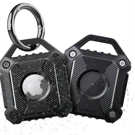 Armor Carbon Fiber TPU Air Tag Hållare - Svart