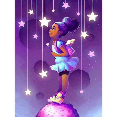 30x40CM Håndlaget 5D Art Diamond Maleri - Lilla Jente, egnet