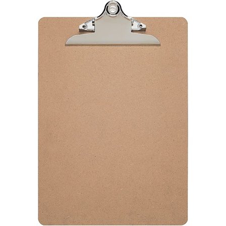 Klipsholder skriveplate, A4, stående format, hardboard, resirkulerbar, nostalgisk klips, klipsåpning 25 mm, 1 enhet