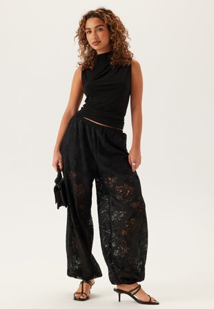 VILA - la Lace Balloon Pants - Black - Kläder - - Bubbleroom
