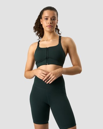 Ultimate Training Zipper Sports Bra Deep Green