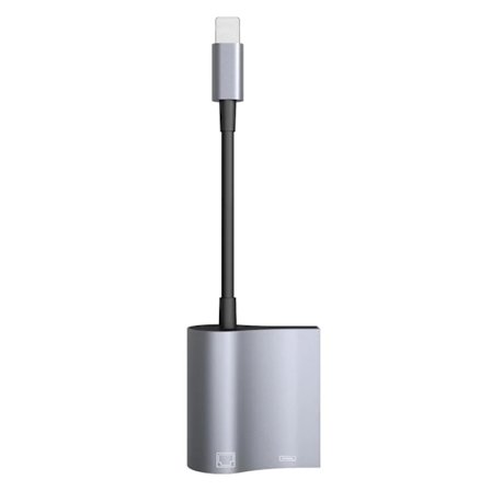 Lightning-grensesnitt til RJ45 Ethernet-adapter 2 i 1 LAN-nettverksadapter Støtte for 10/100 Mbps Gigabit-nettverkskabelkonverter