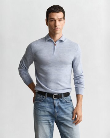 GANT Herren Troyer aus extrafeiner Merinowolle (4XL) Hellblau