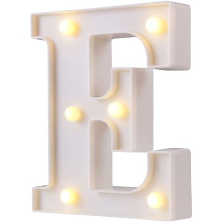 Selvlysende bogstaver, meget velegnede til lysende bryllupper og fødselsdagsfester boligindretningslamper (hvid, E) Stort bogstav E