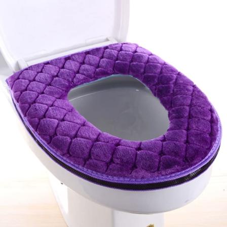 Toiletbrætvarmer Betrækspuder, Bløde Toiletbræt Puder Varmer Vaskbare Toiletbræt Betrækspuder med Lynlås Genanvendelig Pude til Vinter Lilla