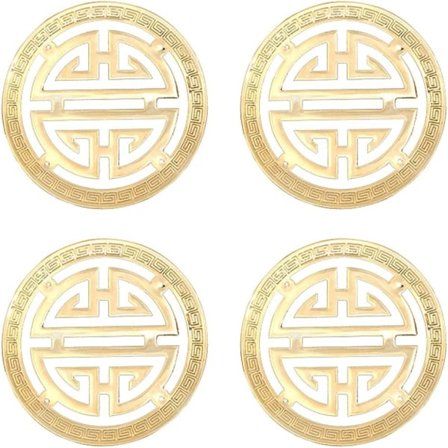 4 stk. Vintage ren messing dekorative hjørnebeskyttelsesbeslag Klassisk møbelskab Trækasse Rund kobbertilbehør Guldton