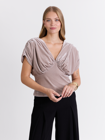 MATCH - Sabrina topp - Donna - Str. S - Dame - Topper & T-skjorter - Brun - 95% Polyester - resirkulert, 5% Elastan