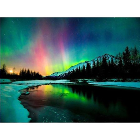 30 × 40 Aurora Mountain Diamond Painting (30 * 40, 1 kpl) Dia