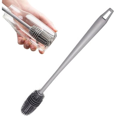 Babyflaska borste, lång handtag mjuk silikon flaskrengöringsborste