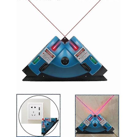 Laser Vinkelret Vinkel 90 Grader Horisontal Vertikal, Vægfliser 90 Grader Laser Vinkelmåler Fliser Vinkelret Gulvmåler Infrarød Laser Niveau (bl