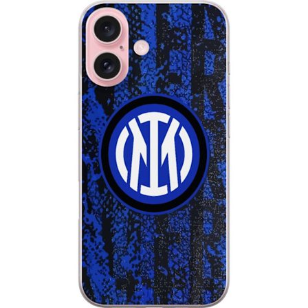 Yhteensopiva Puhelinkuori Apple Apple iPhone 16 Inter Milan jalkapalloemblemi sinisellä ja mustalla taustalla, ikoninen seuramotiivi täydellinen Ser