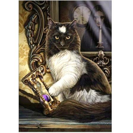 5D DIY Cat timeglas diamantmaleri (30*40 cm)
