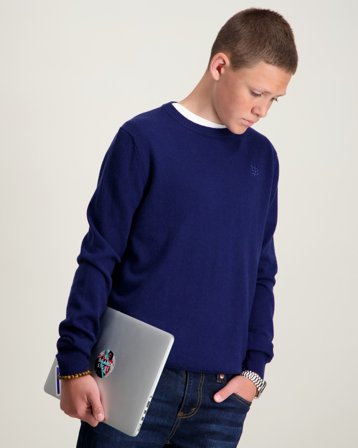 BVALDI Lusso Morbido cashmere-blend Crewneck Blå Tröjor Kille - Kids Brand Store