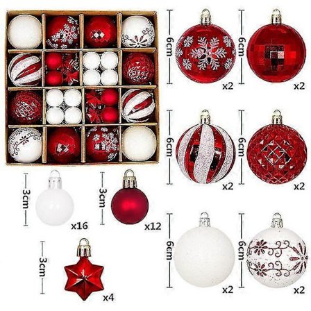 Nye juletreballpynt 44 stk Balldekorasjonssett Fargerik julekule Knusebestandig hengende juletredekor [DB]