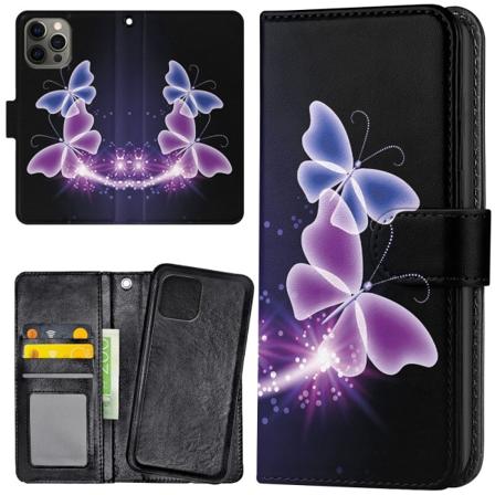 iPhone 15 Pro - Lommebok Deksel Lilla Sommerfugler