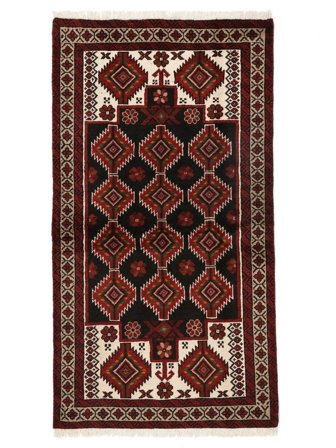 Tapete Persa Balúchi 102X187 Preto/Vermelho Escuro (Lã, Pérsia/Irão)