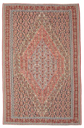 Kelim Senneh Fine Vloerkleed Handgeweven 195X298 Bruin/Donkerrood Perzië