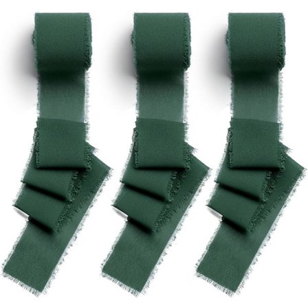 Mørkegrønn 3 ruller mørkegrønn chiffonbånd 38mm, 7 meter bred