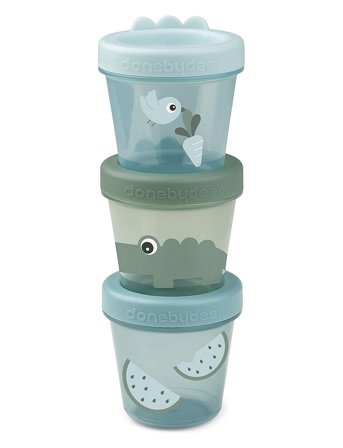 Done by Deer Babymad Bøtte 3 Stk. Croco Grøn - Multi/patterned - Ø8X H 8CM