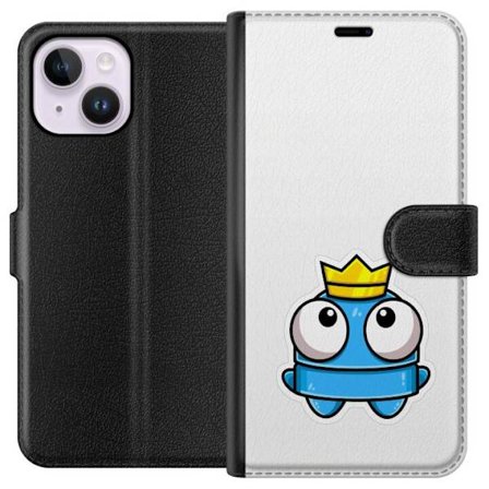 Kompatibelt Lommeboketui til Apple Apple iPhone 14 Plus Blå tegneseriefigur med krone og store øyne i leken kongelig stil