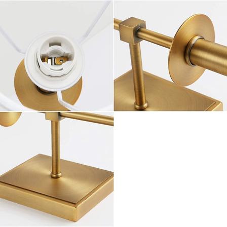 Klassisk Rustikk Industriell Vegglampe Med Utvidet Hvit Tekstilskjerm Og Messing Konisk Kolonnefot