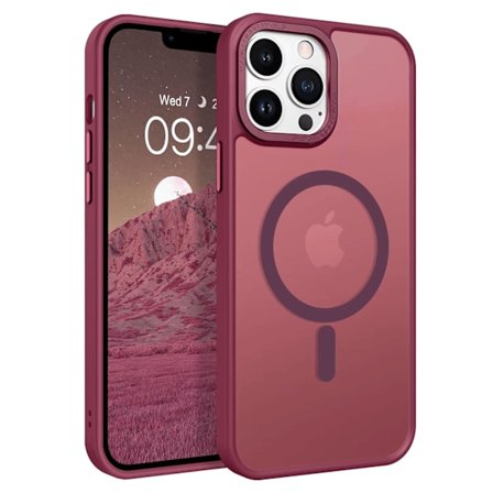 iPhone 15 Skal - MagSafe Frostat Skal - Vinröd