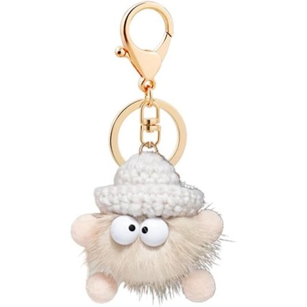 Sød Plys Nøglering Blød Pom Pom Fluffy Bold Uldvæv Nøglering til Kvinder Bil Rygsæk Pung Tilbehør