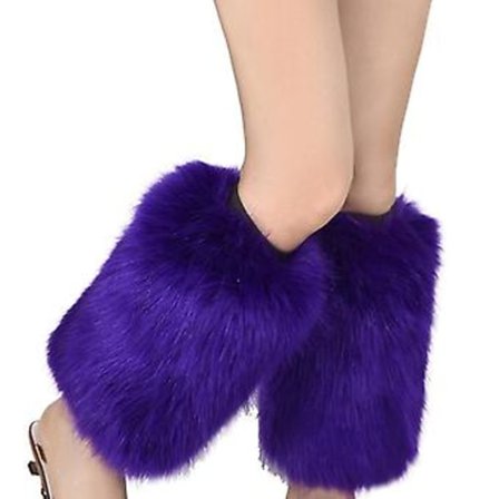 Dame Faux Fur Leg Warmers Støvledeksel Vibrerende Neon Pelskledd Pluss Leggings Deksel (Lilla)