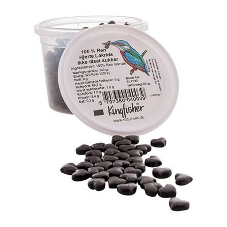 Kingfisher 100% Ren Hjerte Lakrids 75 g, Helse & Madvarer, Snacks, Lakrids & Vingummi