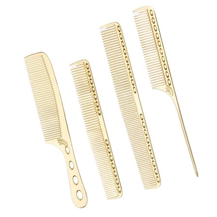 4 typer hårstyling kamsett i aluminium, klippekam, halekam, flokekam