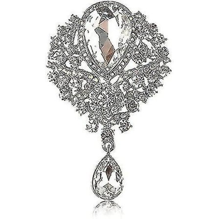 Hääpukuun iso kristalliriipuskimallinen kukkakimppu-solki naisille (kristalli)