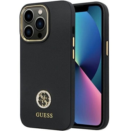 Guess GUHCP13LM4DGPK-etui til iPhone 13 Pro / 13 - svart silikonlogo Strass 4G